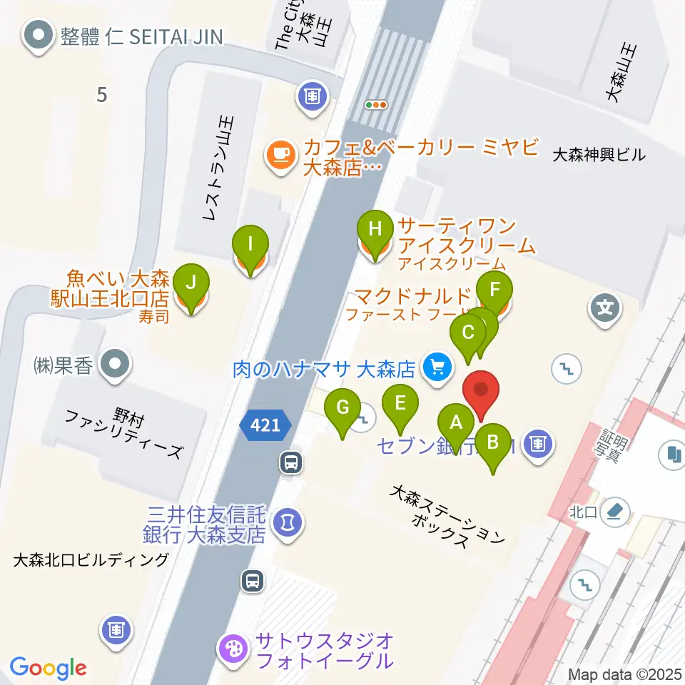Mミュージック周辺のファミレス・ファーストフード一覧地図