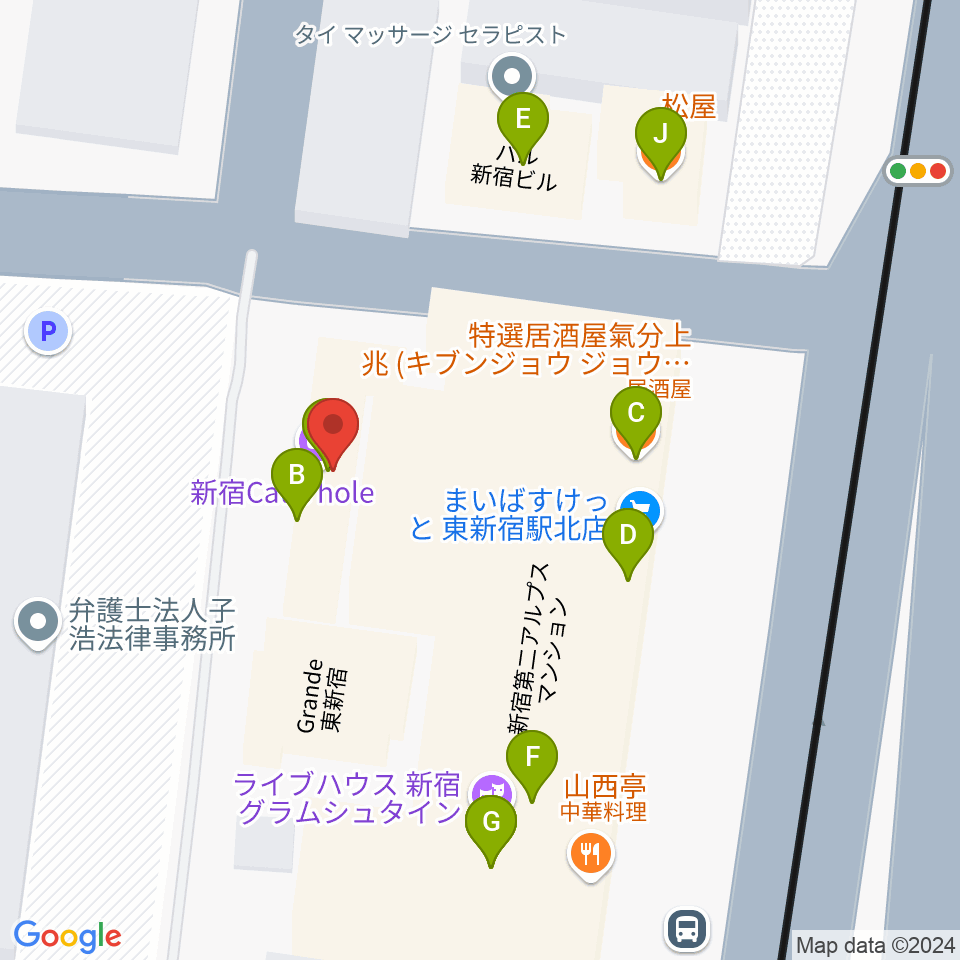 新宿Cat's hole周辺のファミレス・ファーストフード一覧地図