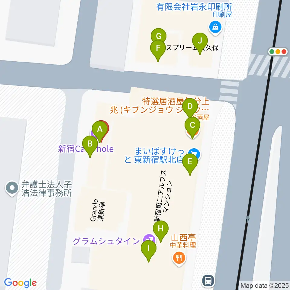 新宿Cat's hole周辺のファミレス・ファーストフード一覧地図