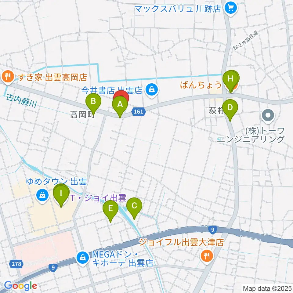 楽器買取リコレクションズ周辺のファミレス・ファーストフード一覧地図