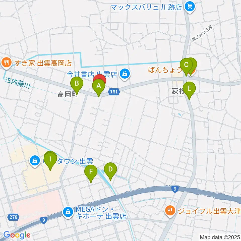 楽器買取リコレクションズ周辺のファミレス・ファーストフード一覧地図