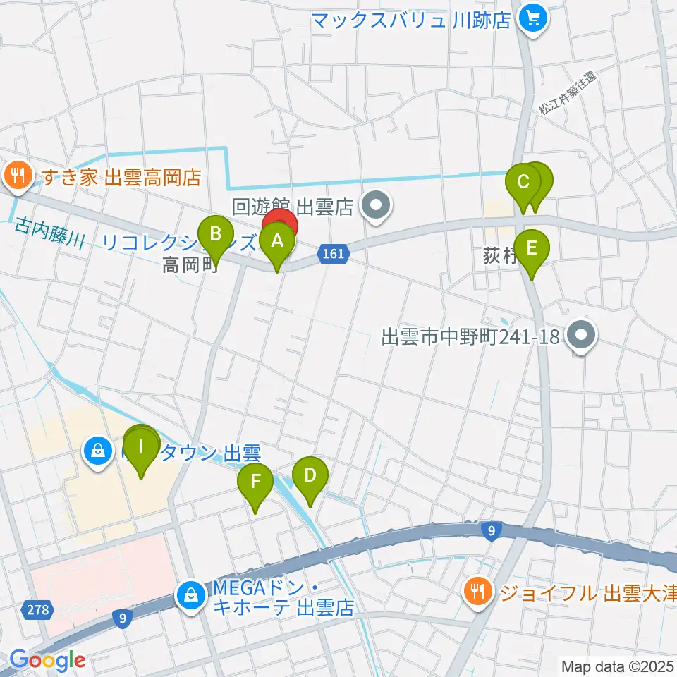 楽器買取リコレクションズ周辺のファミレス・ファーストフード一覧地図