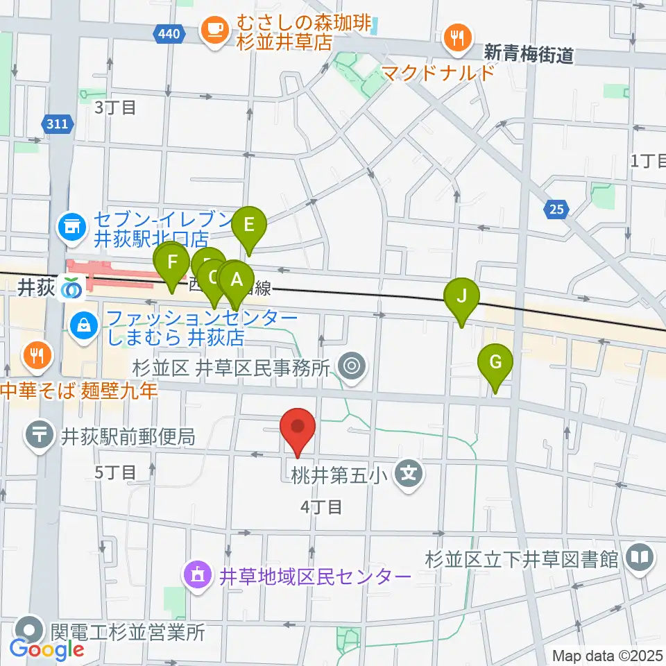 n.a.m.周辺のファミレス・ファーストフード一覧地図