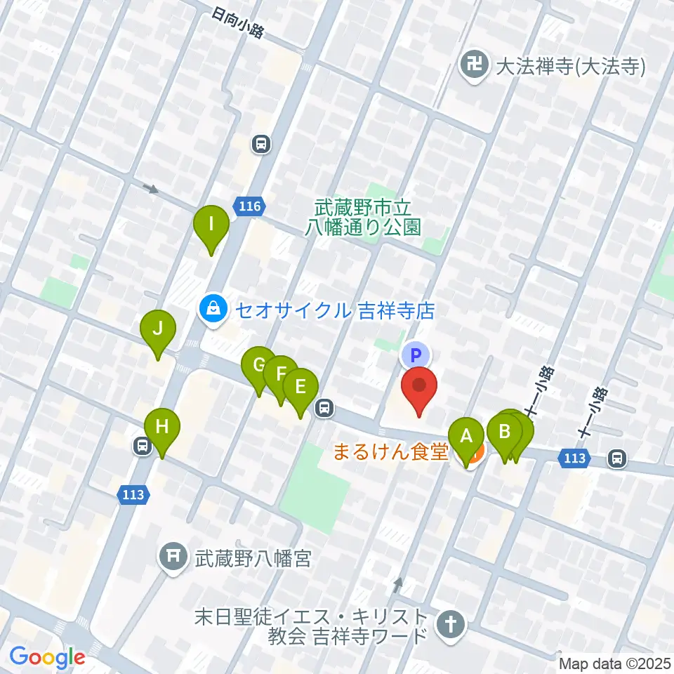 スズキ・メソード吉祥寺センター周辺のファミレス・ファーストフード一覧地図