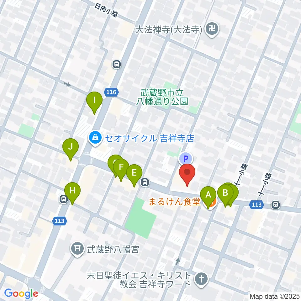 スズキ・メソード吉祥寺センター周辺のファミレス・ファーストフード一覧地図