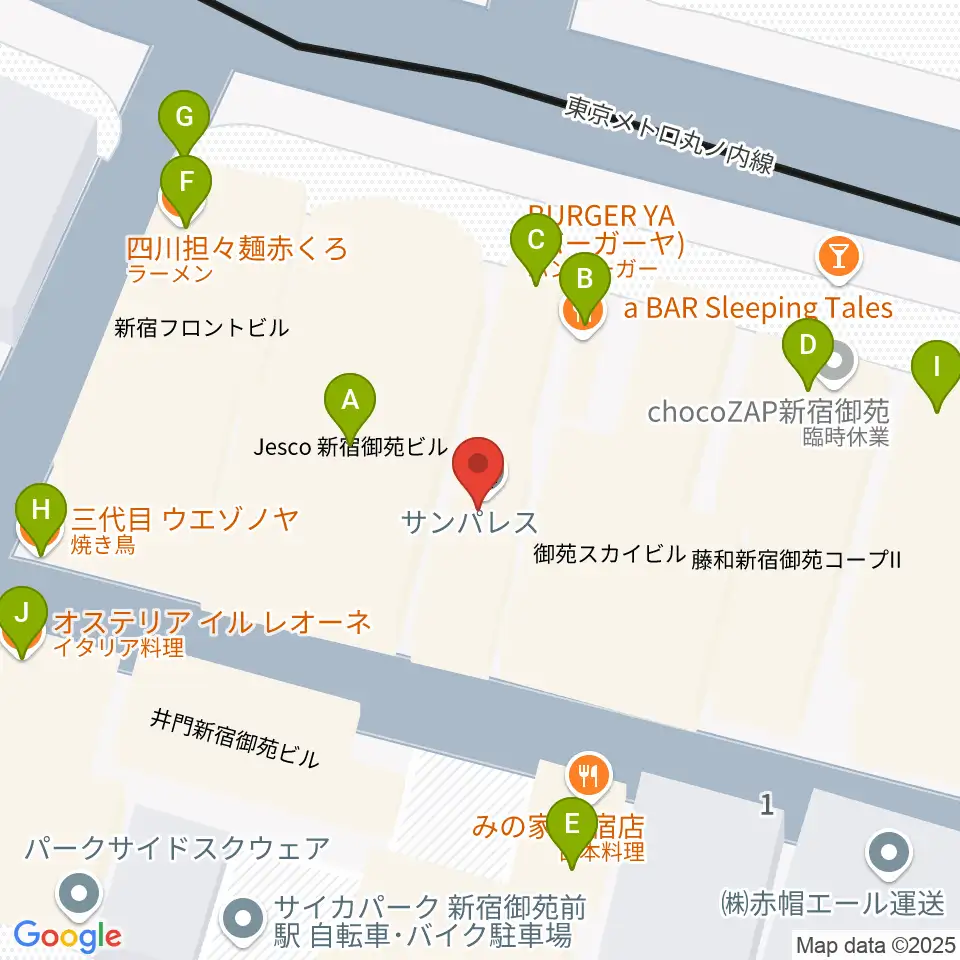 アーツミュージックスクール周辺のファミレス・ファーストフード一覧地図