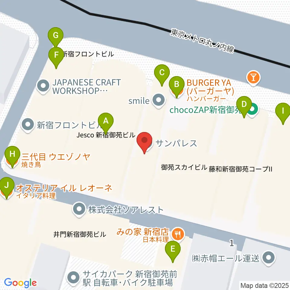 アーツミュージックスクール周辺のファミレス・ファーストフード一覧地図