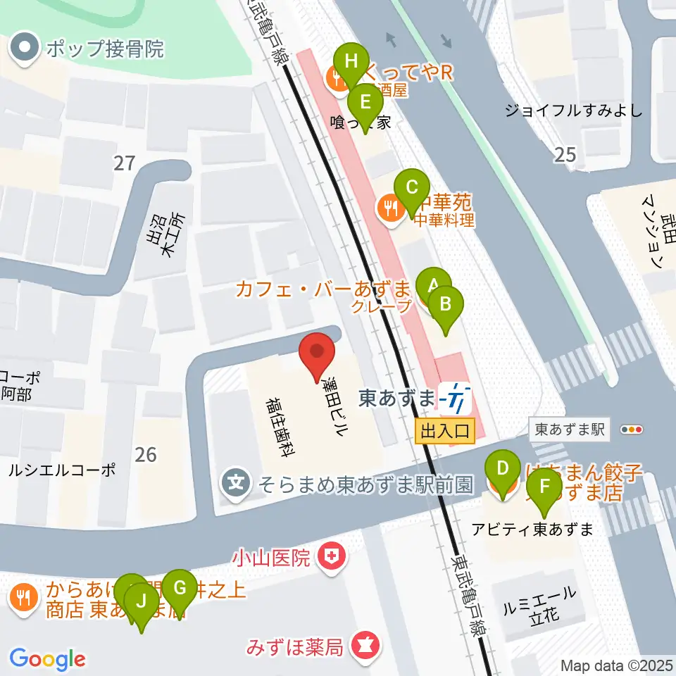 日本二胡学院周辺のファミレス・ファーストフード一覧地図
