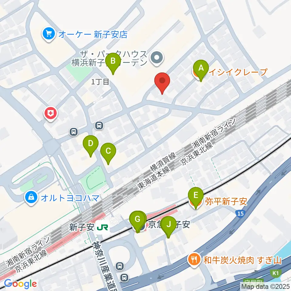 Yuki音楽教室周辺のファミレス・ファーストフード一覧地図