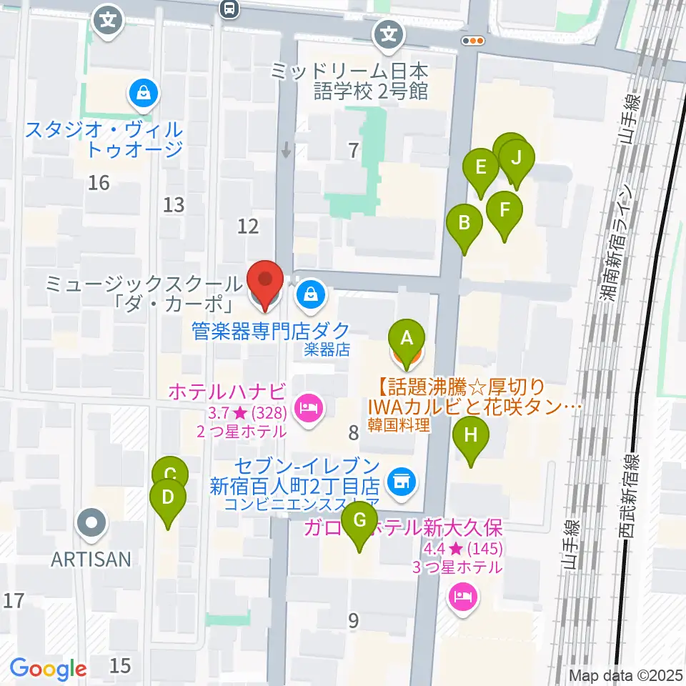 ダ・カーポ周辺のファミレス・ファーストフード一覧地図