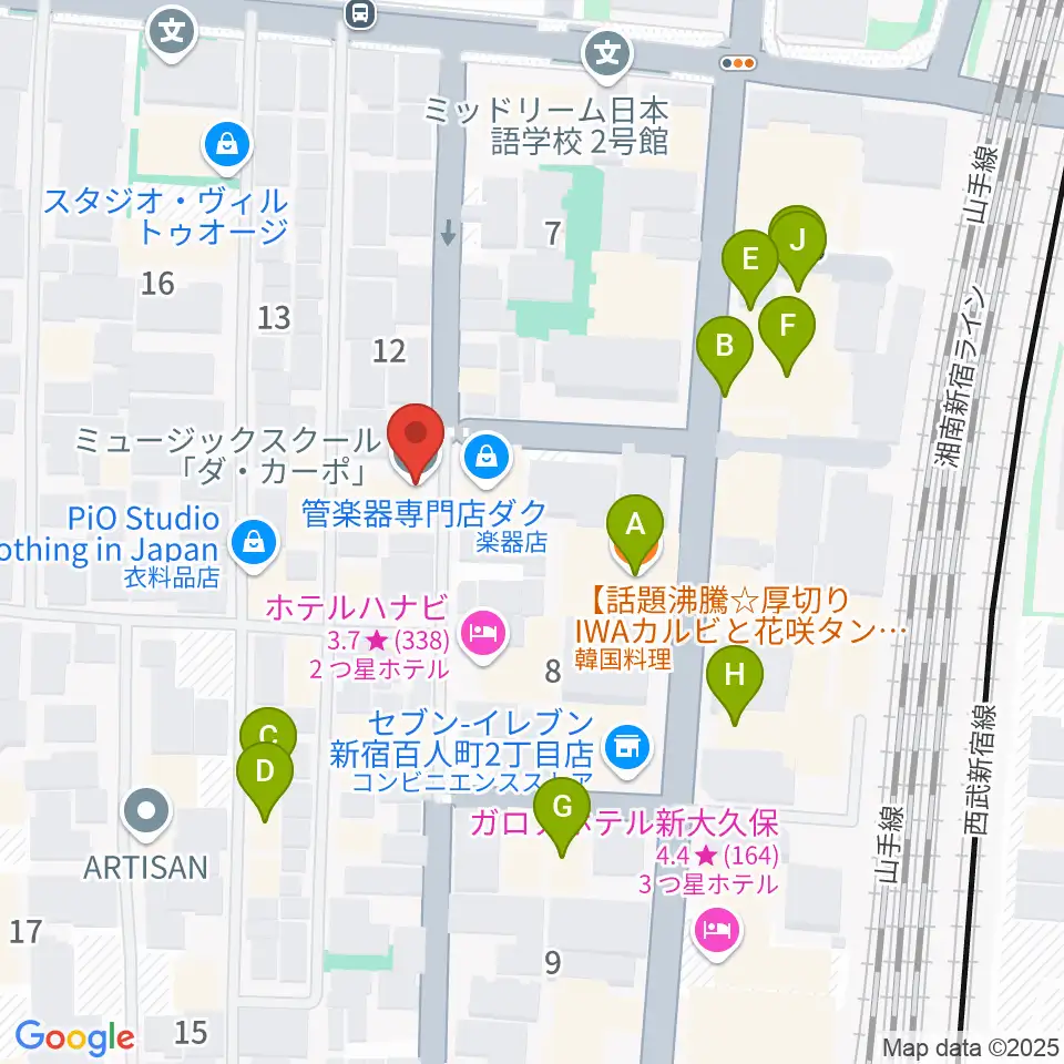 ダ・カーポ周辺のファミレス・ファーストフード一覧地図