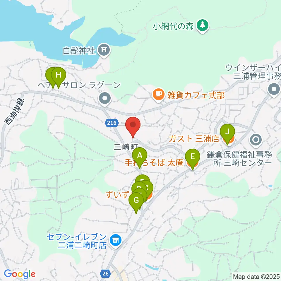ぴよよ楽器周辺のファミレス・ファーストフード一覧地図