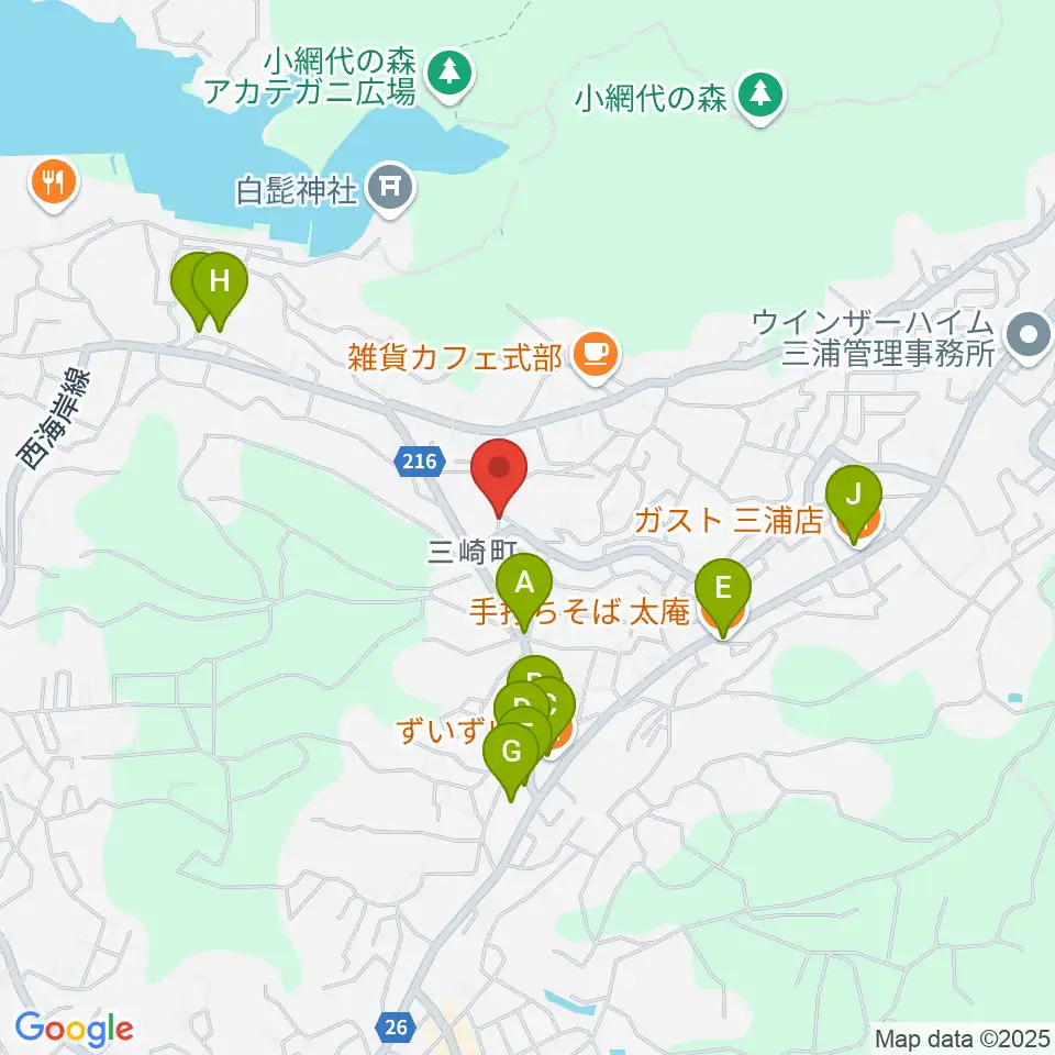 ぴよよ楽器周辺のファミレス・ファーストフード一覧地図