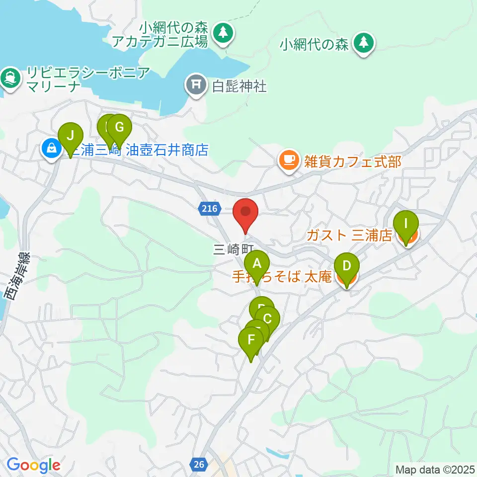 ぴよよ楽器周辺のファミレス・ファーストフード一覧地図
