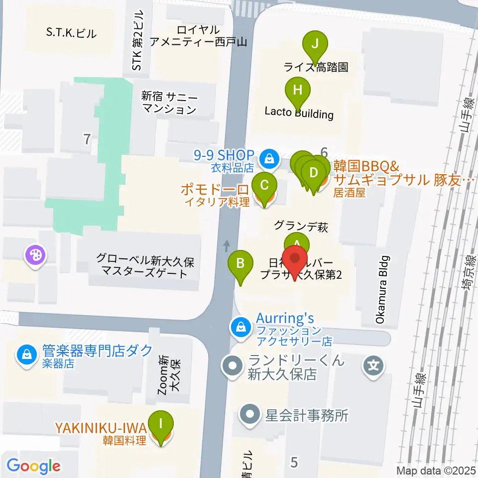 ダ・カーポ デビュー周辺のファミレス・ファーストフード一覧地図