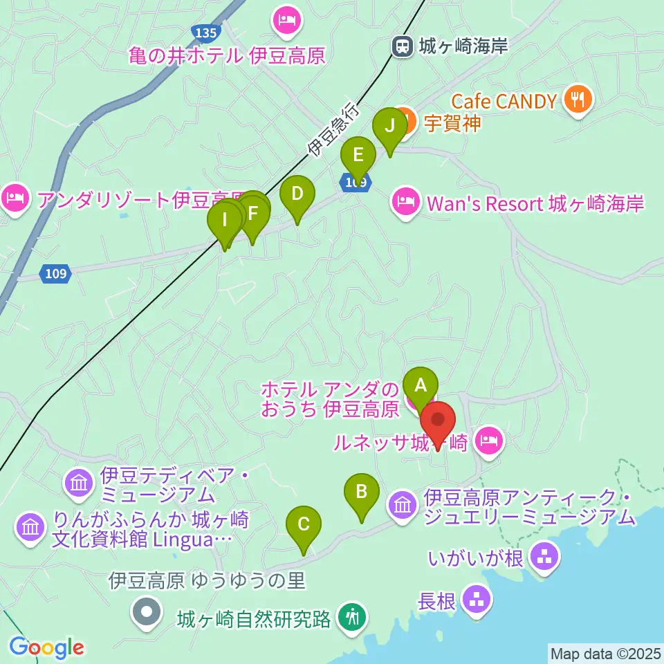 伊豆スタジオ周辺のファミレス・ファーストフード一覧地図