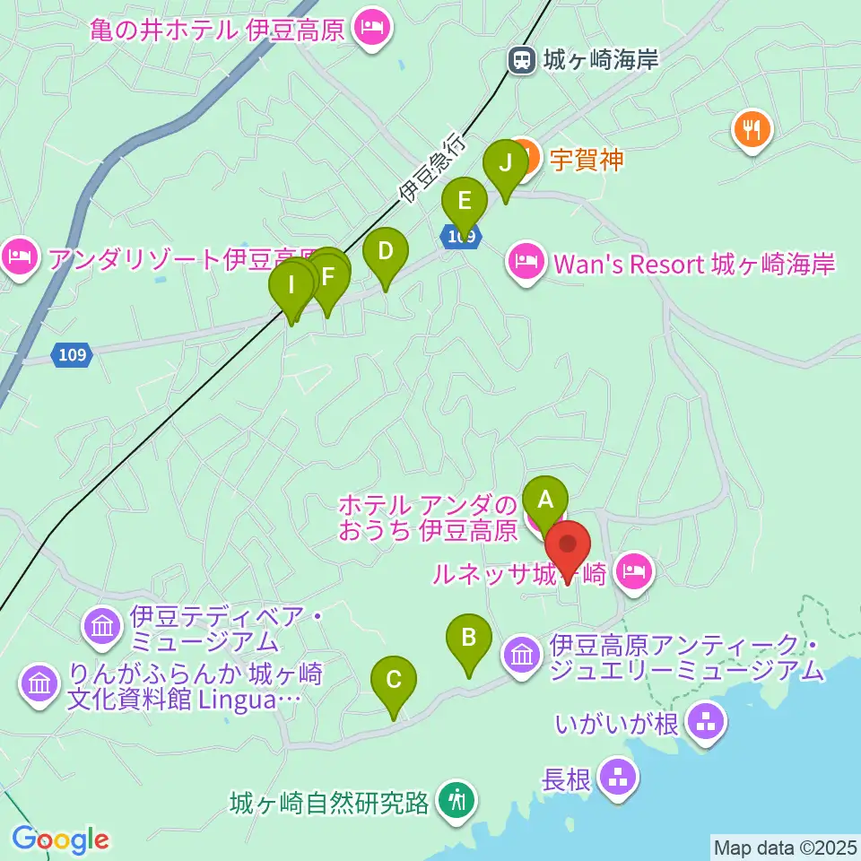 伊豆スタジオ周辺のファミレス・ファーストフード一覧地図
