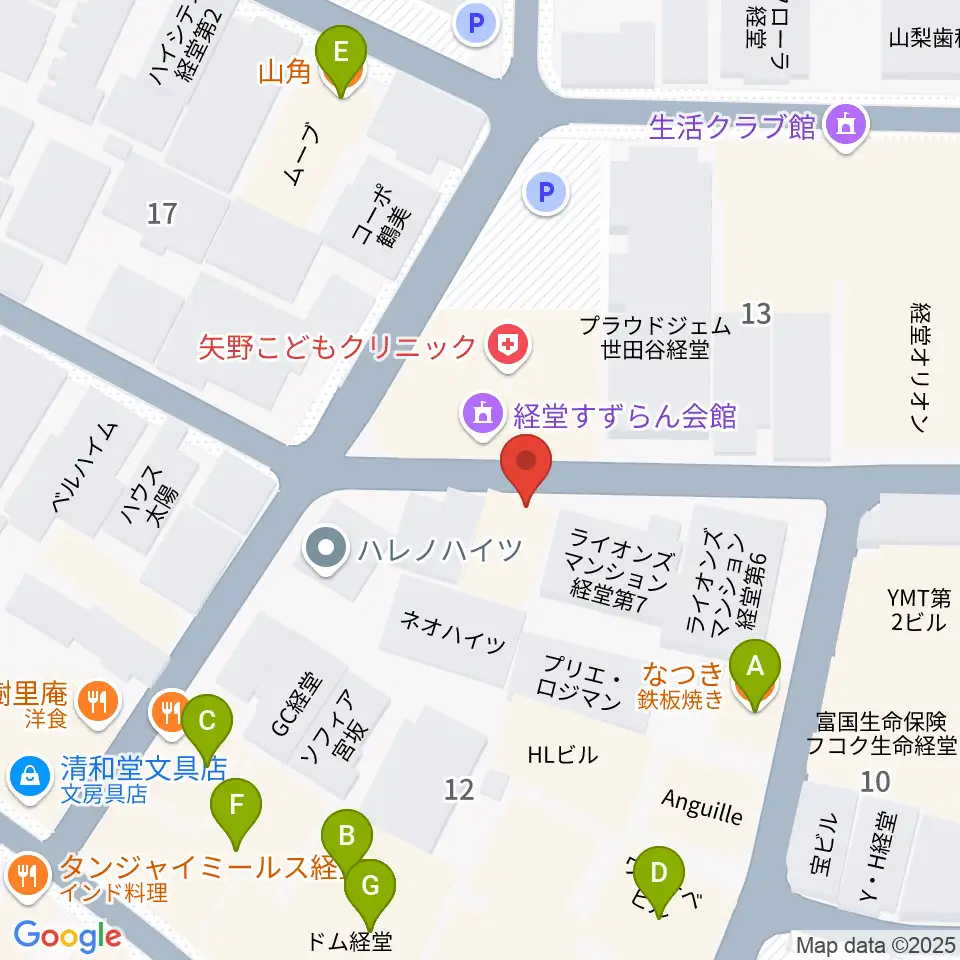 三味線亀屋邦楽器周辺のファミレス・ファーストフード一覧地図