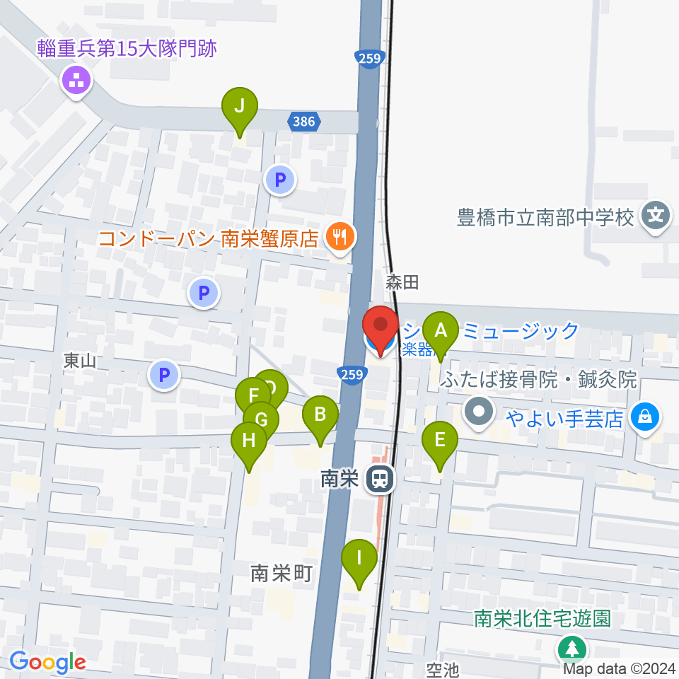 シライミュージック周辺のファミレス・ファーストフード一覧地図