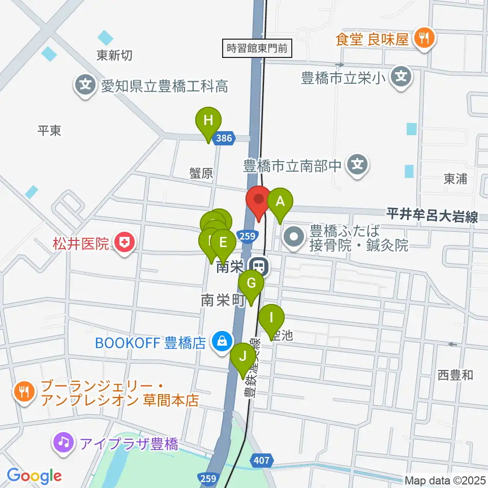 シライミュージック周辺のファミレス・ファーストフード一覧地図