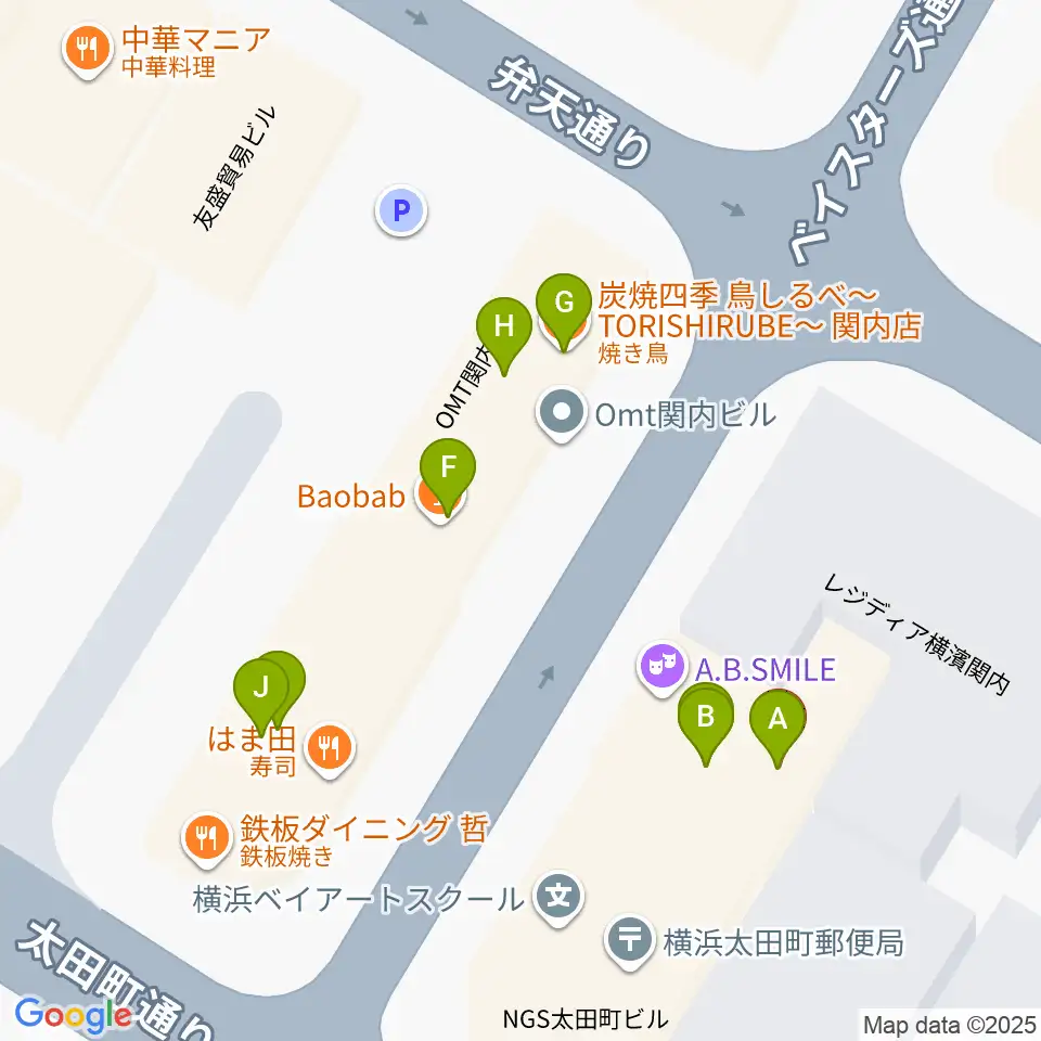 A.B.SMILE周辺のファミレス・ファーストフード一覧地図