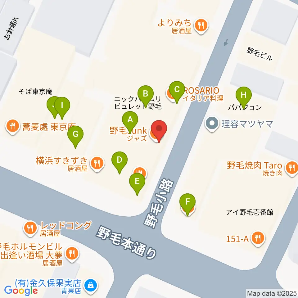 野毛Junk周辺のファミレス・ファーストフード一覧地図