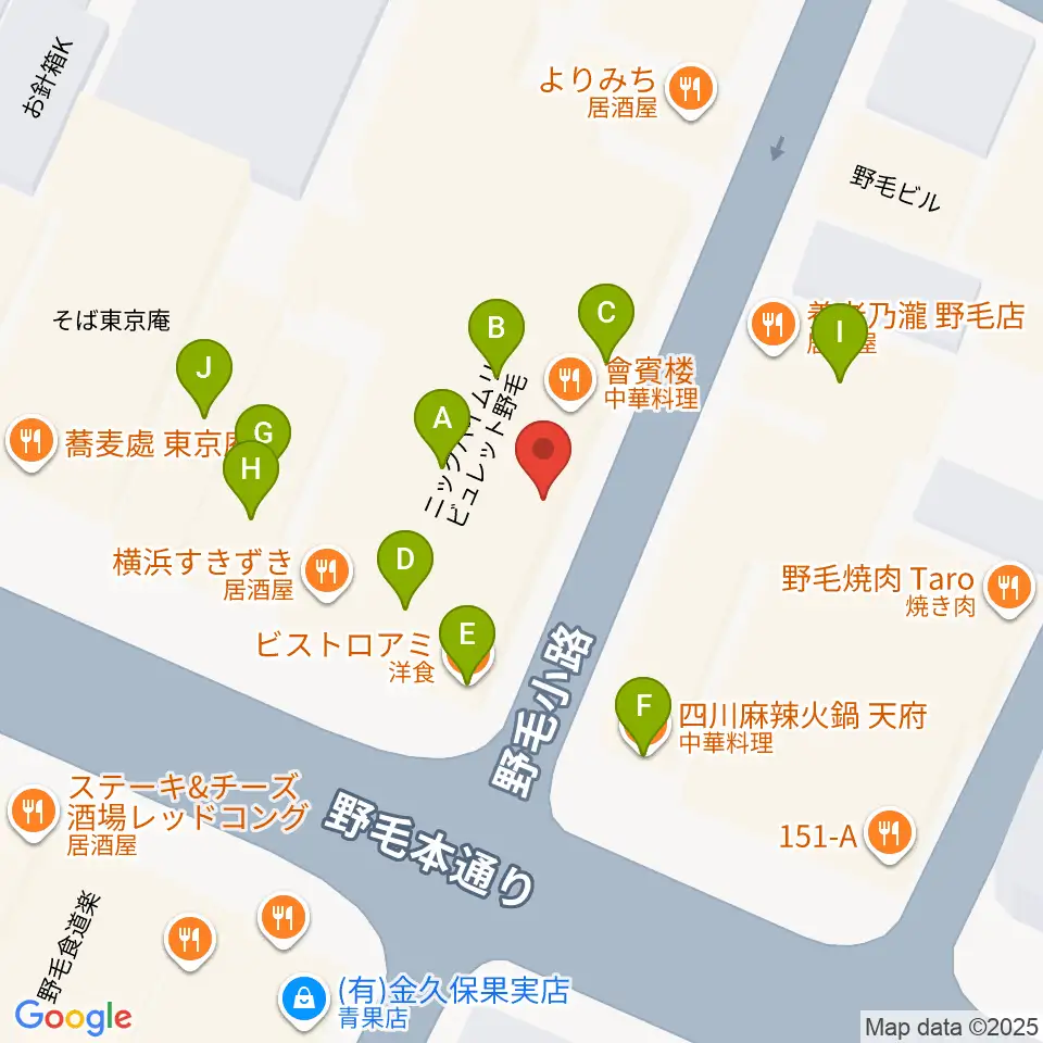 野毛Junk周辺のファミレス・ファーストフード一覧地図