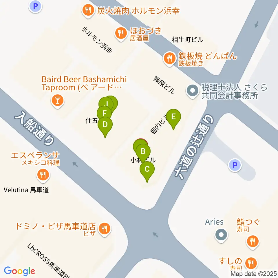 横浜エアジン周辺のファミレス・ファーストフード一覧地図