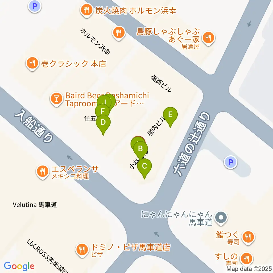 横浜エアジン周辺のファミレス・ファーストフード一覧地図