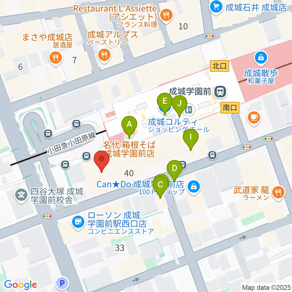 アミーズボーカルスクール成城学園前校周辺のファミレス・ファーストフード一覧地図