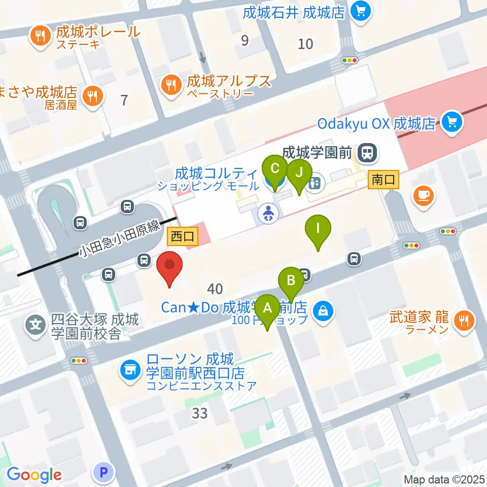 アミーズボーカルスクール成城学園前校周辺のファミレス・ファーストフード一覧地図