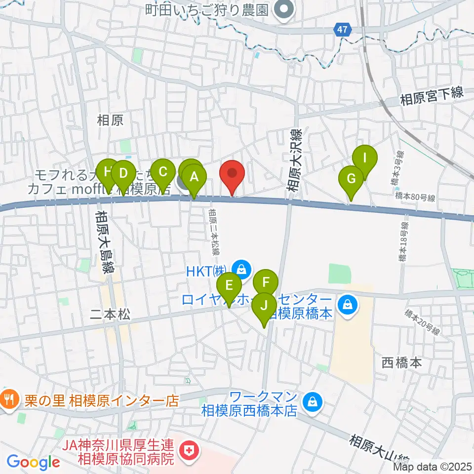 あらきピアノ教室周辺のファミレス・ファーストフード一覧地図