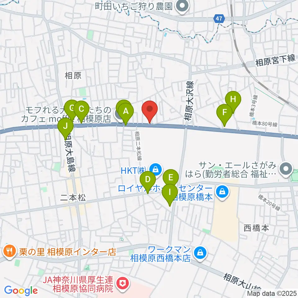 あらきピアノ教室周辺のファミレス・ファーストフード一覧地図