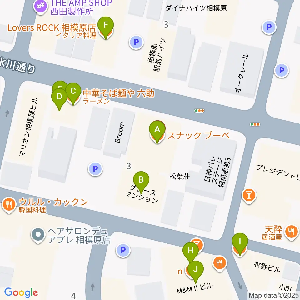 エッキミュージックサロン周辺のファミレス・ファーストフード一覧地図