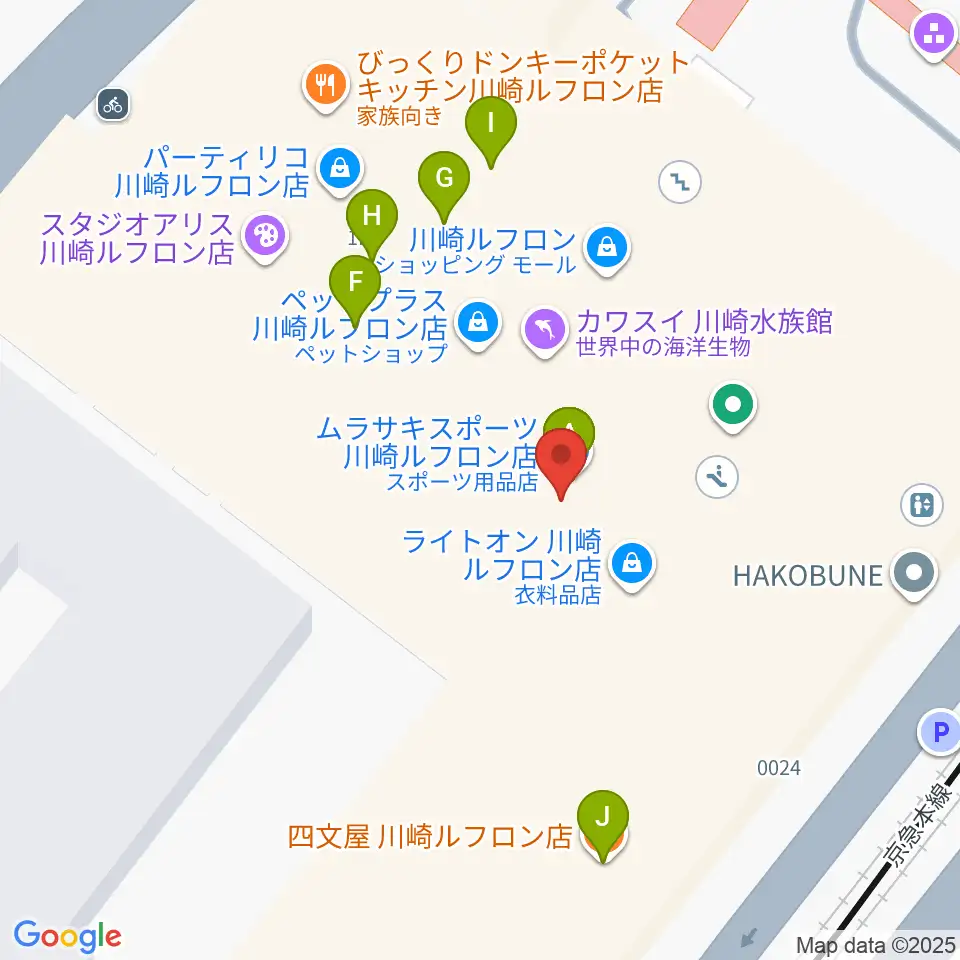 島村楽器 川崎ルフロン店周辺のファミレス・ファーストフード一覧地図