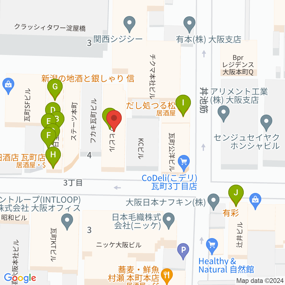 本町ぽっぷ周辺のファミレス・ファーストフード一覧地図