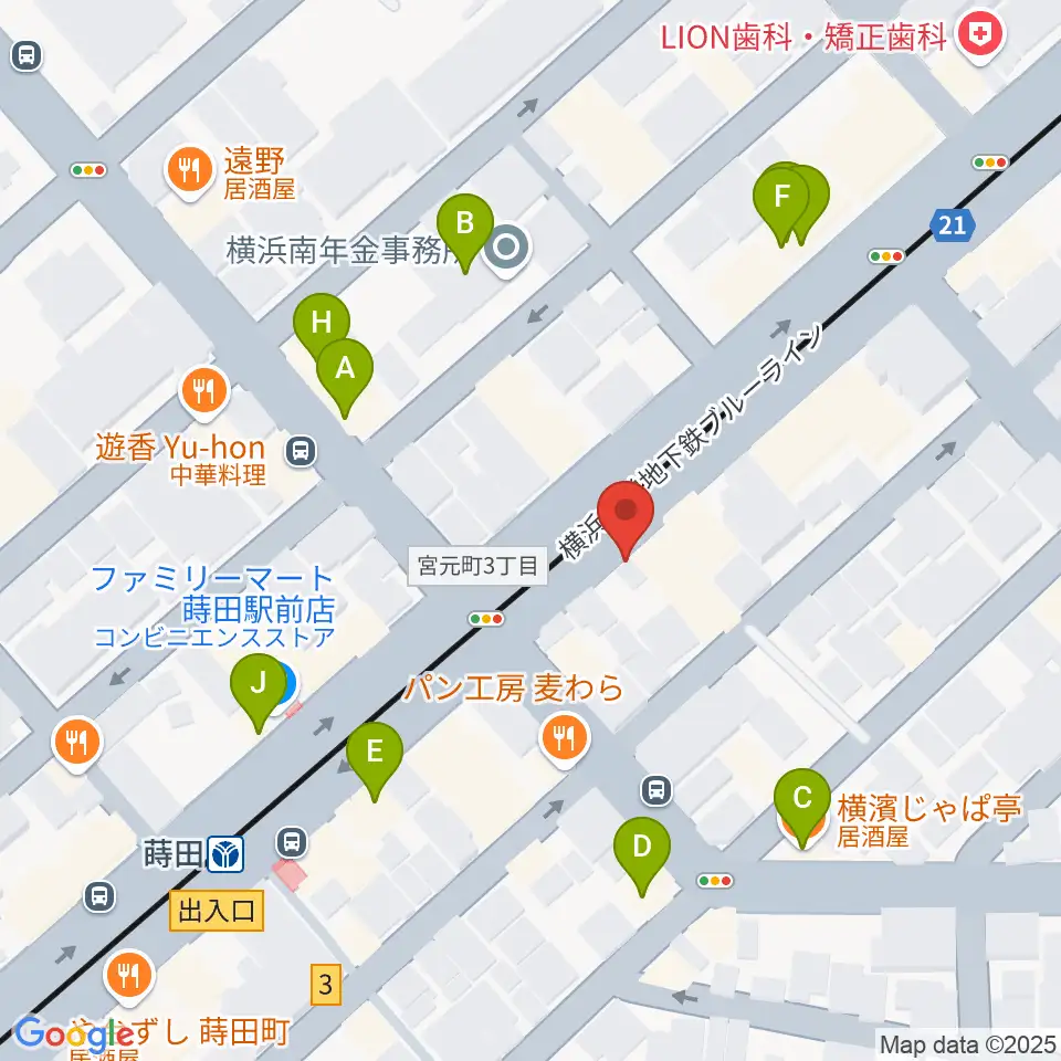 リトミック音楽教室リズムの森周辺のファミレス・ファーストフード一覧地図