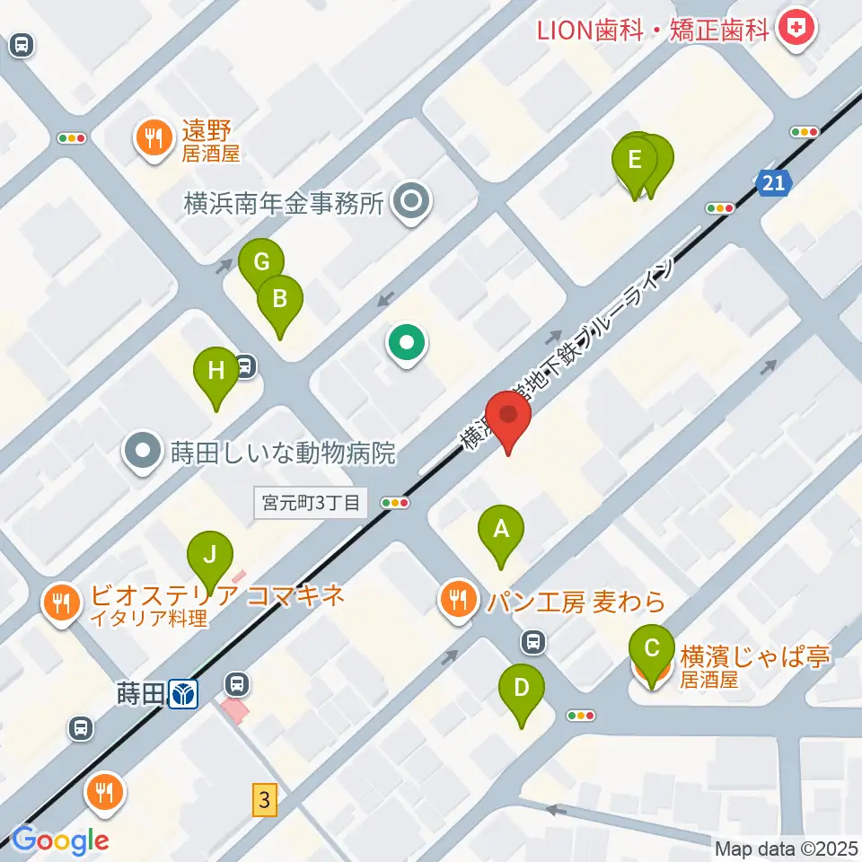 リトミック音楽教室リズムの森周辺のファミレス・ファーストフード一覧地図