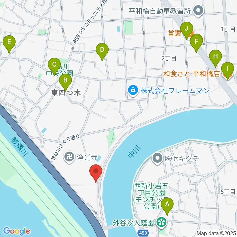 砂田ピアノ調律事務所周辺のファミレス・ファーストフード一覧地図