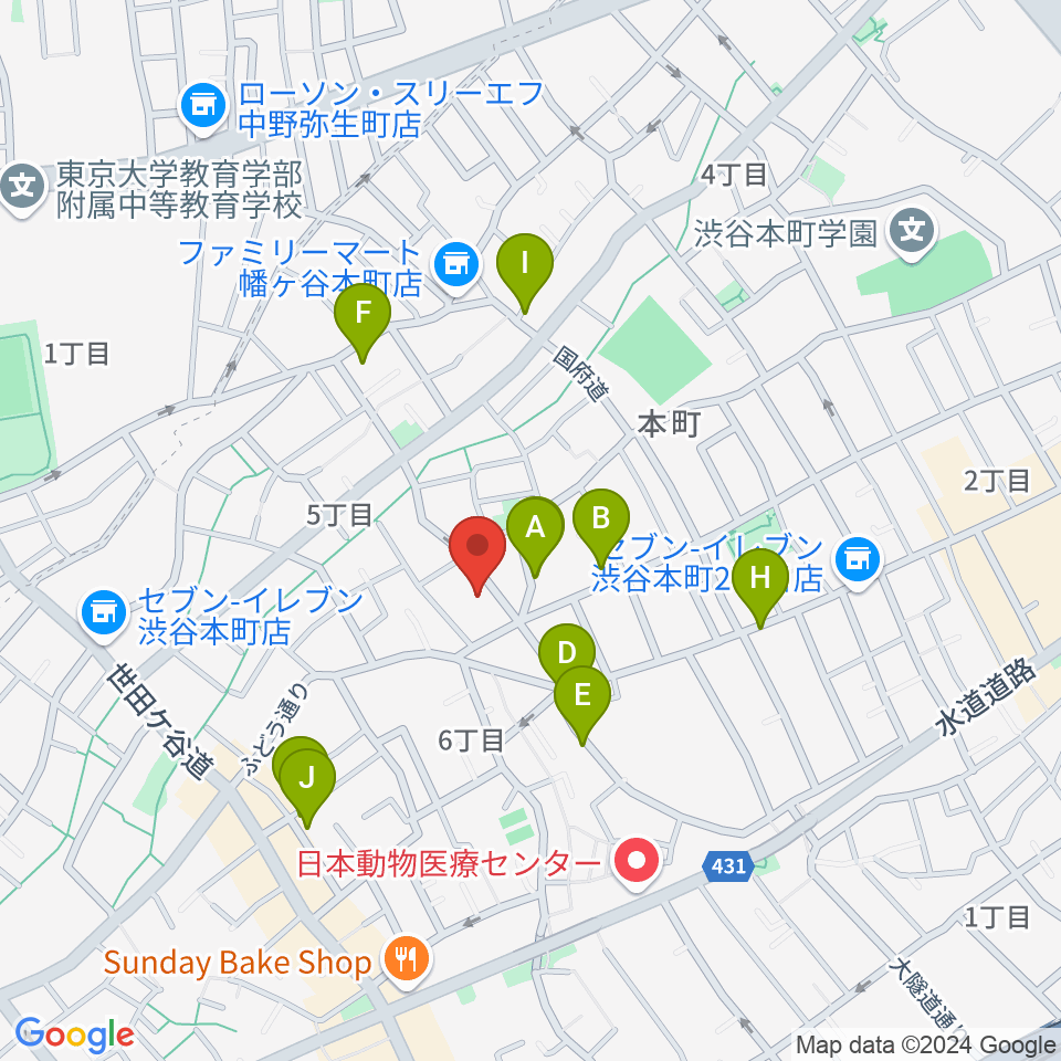 スタジオ543 初台店周辺のファミレス・ファーストフード一覧地図