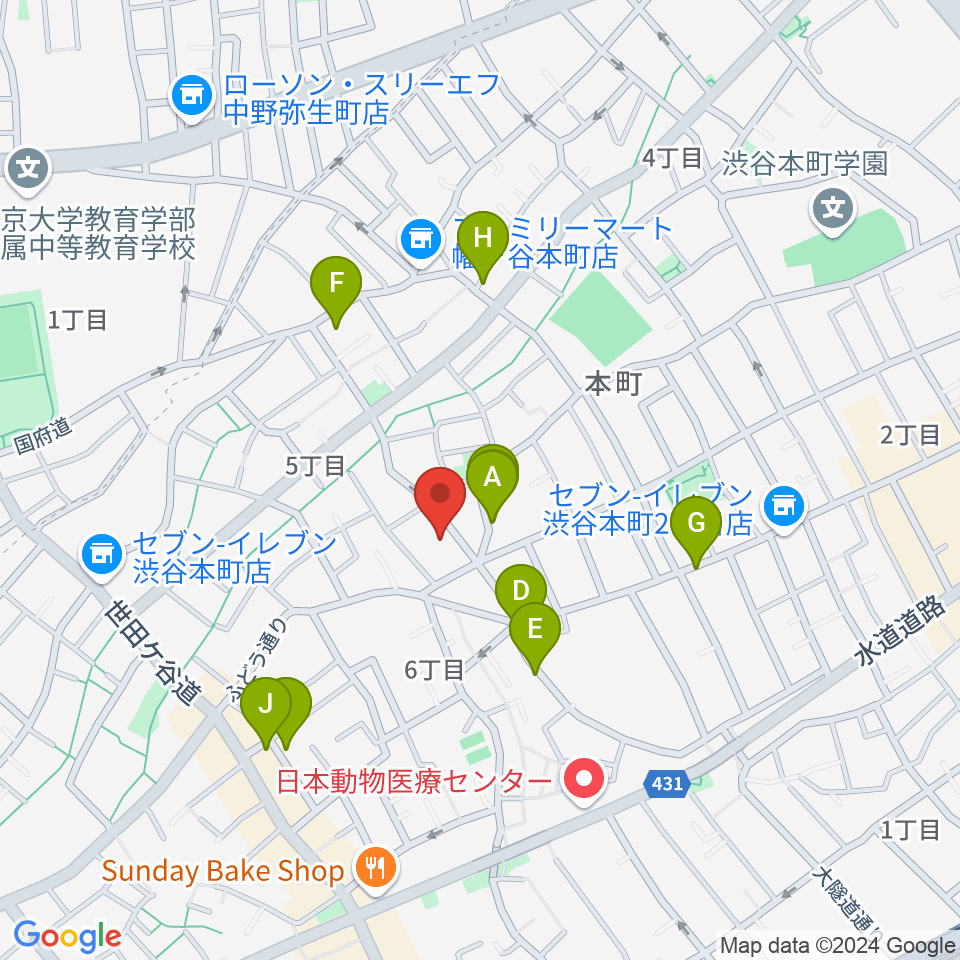 スタジオ543 初台店周辺のファミレス・ファーストフード一覧地図