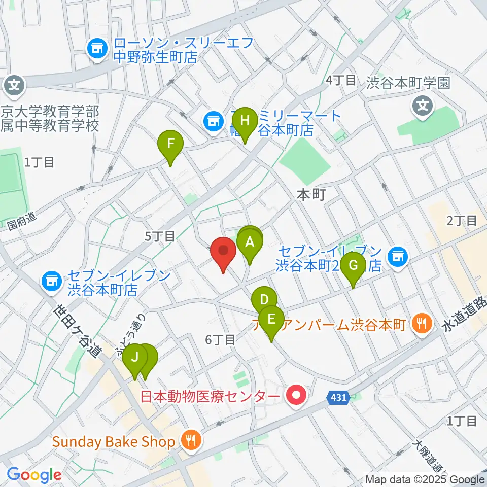スタジオ543 初台店周辺のファミレス・ファーストフード一覧地図
