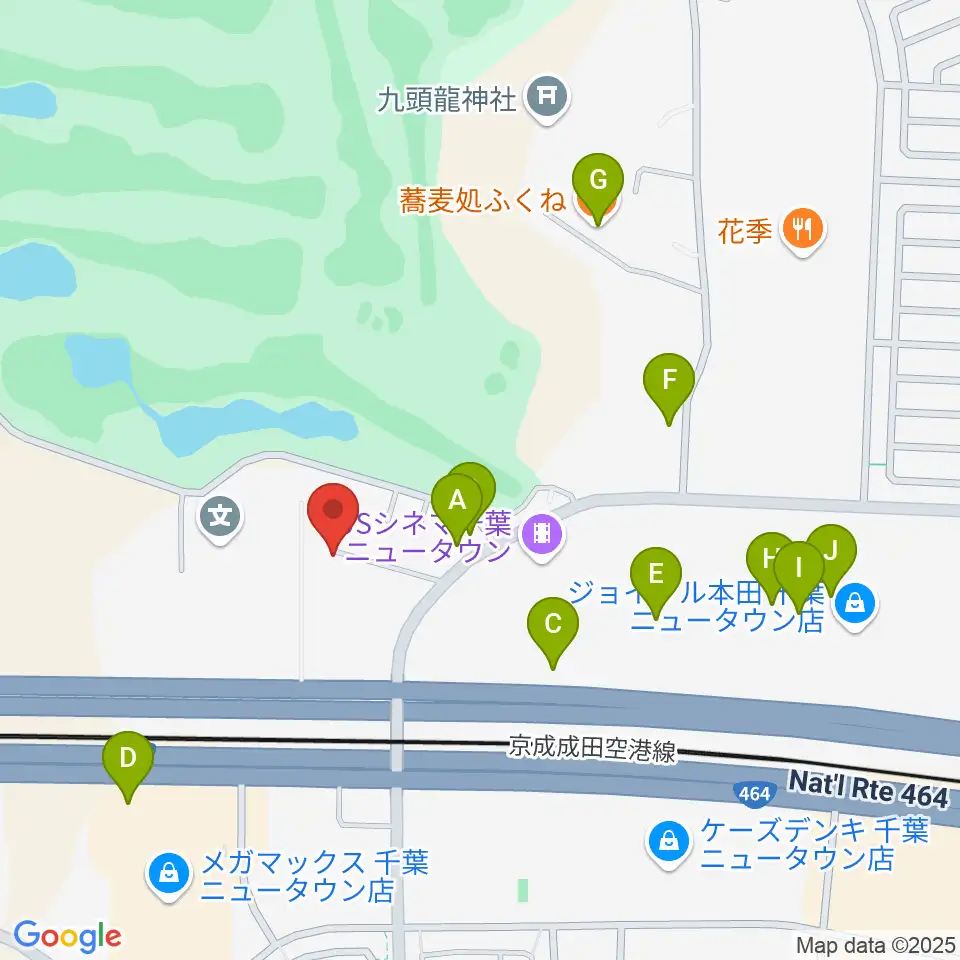 ギターナビ 千葉教室周辺のファミレス・ファーストフード一覧地図