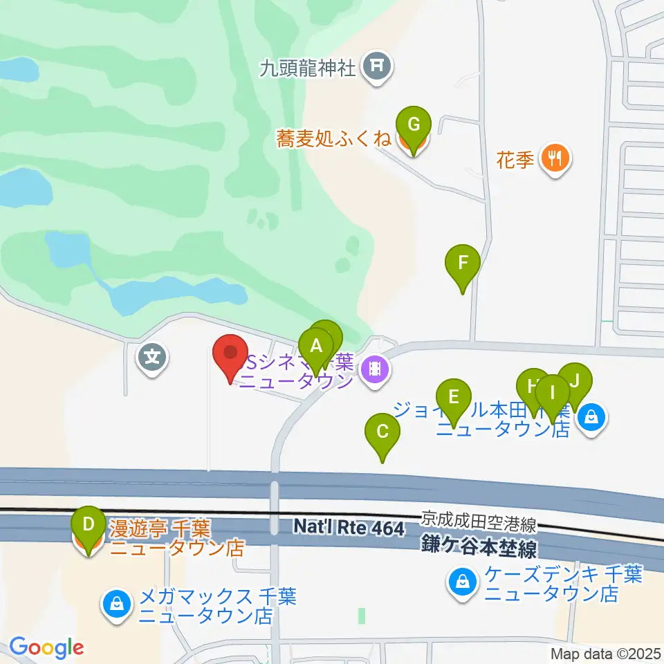 ギターナビ 千葉教室周辺のファミレス・ファーストフード一覧地図