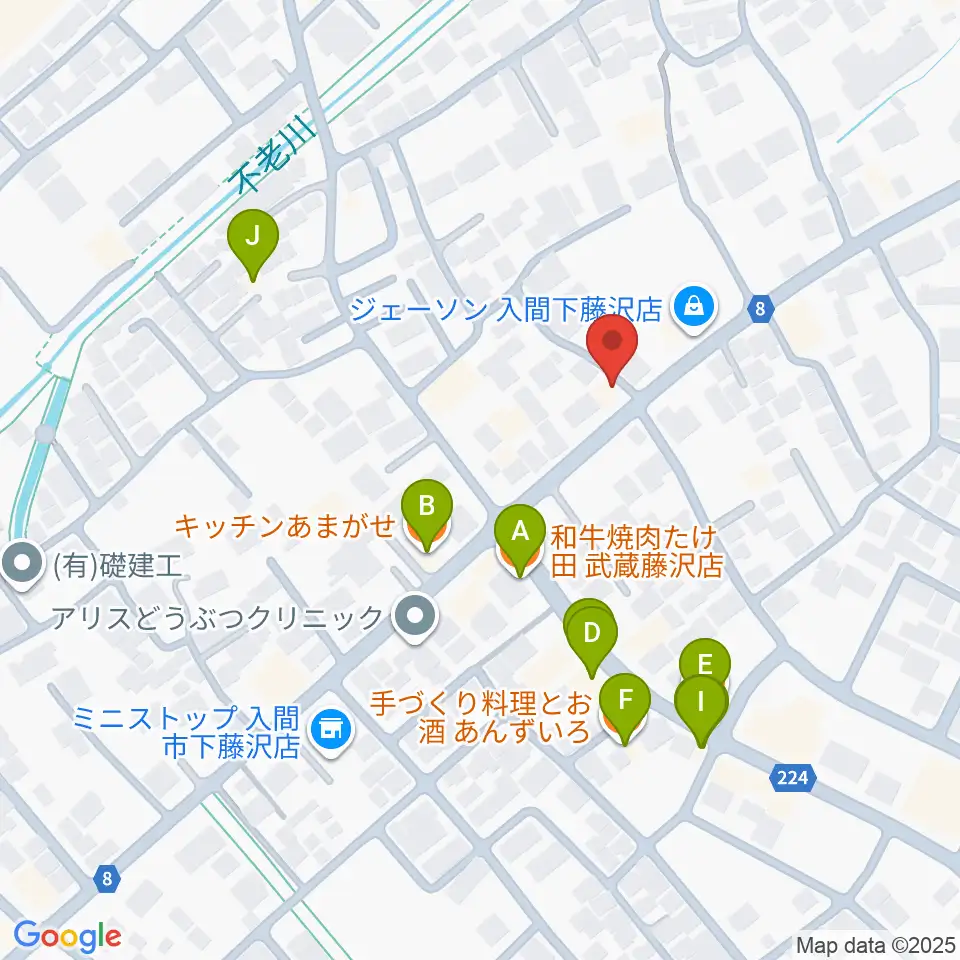 マインズ・ミュージック・スタジオ周辺のファミレス・ファーストフード一覧地図