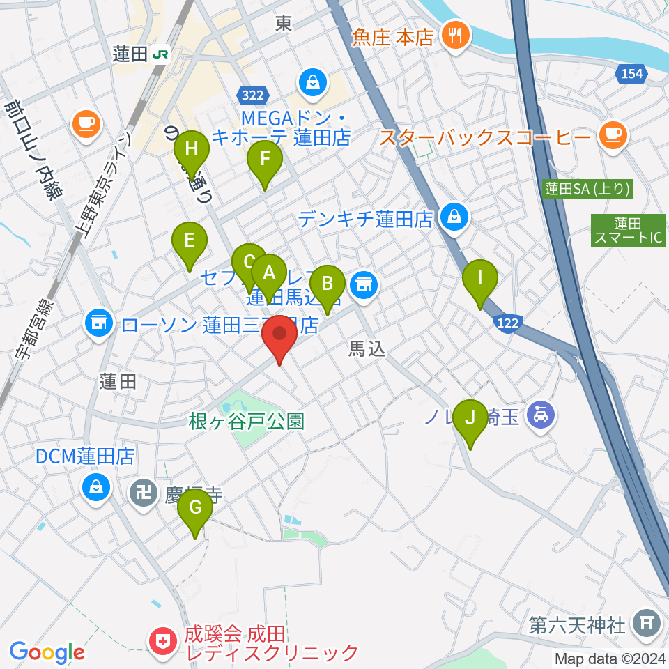 ストラックス周辺のファミレス・ファーストフード一覧地図