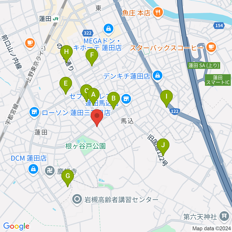 ストラックス周辺のファミレス・ファーストフード一覧地図