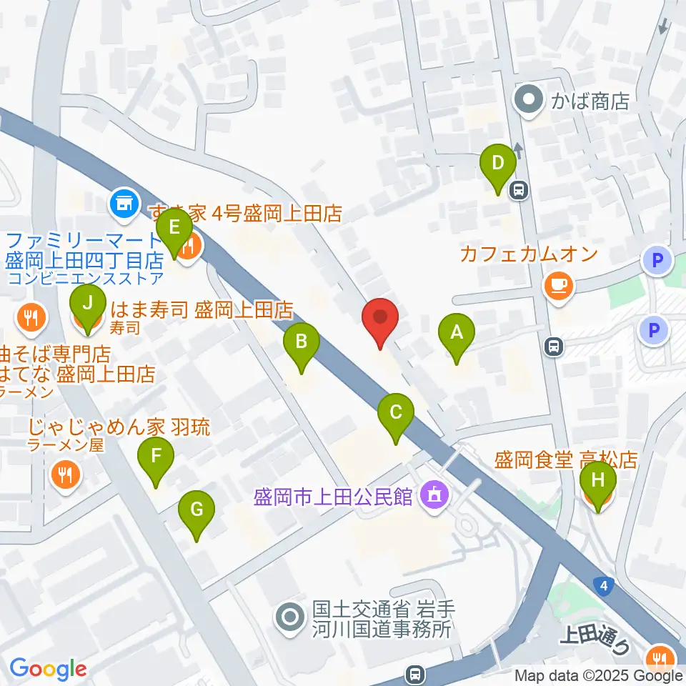 安倍管楽器サービス周辺のファミレス・ファーストフード一覧地図