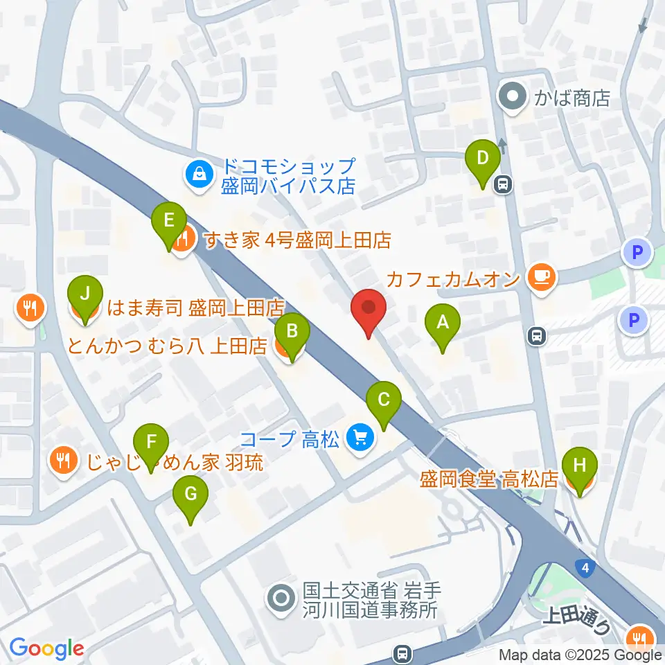 安倍管楽器サービス周辺のファミレス・ファーストフード一覧地図
