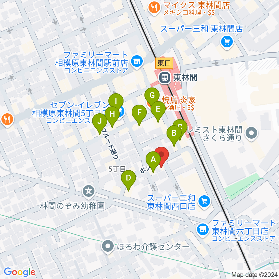 VSP音楽院周辺のファミレス・ファーストフード一覧地図